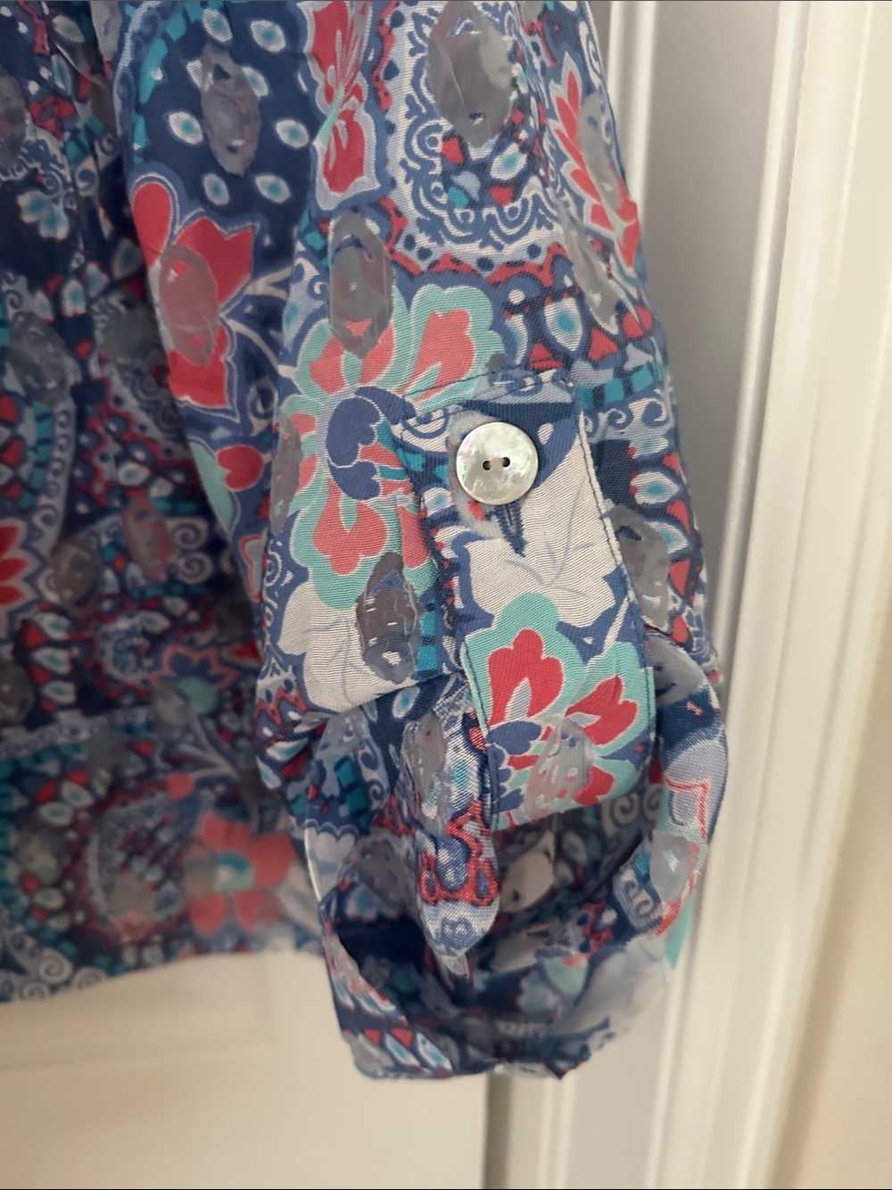 Ruby Rd. Blue Floral Button-Front Blouse - Picture 4 of 5